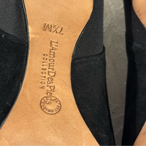 L'Amour Des Pieds Kamea Leather, Suede, Elastic Ankle Pumps Black Size 7 1/2 - Picture 2 of 10